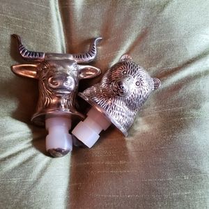 Bull and Bear silver plated winestoppers
